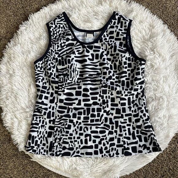 Salon Studio Jacket & Matching Tank Top Lightweight Blue White Womens Size SP - Picture 3 of 9